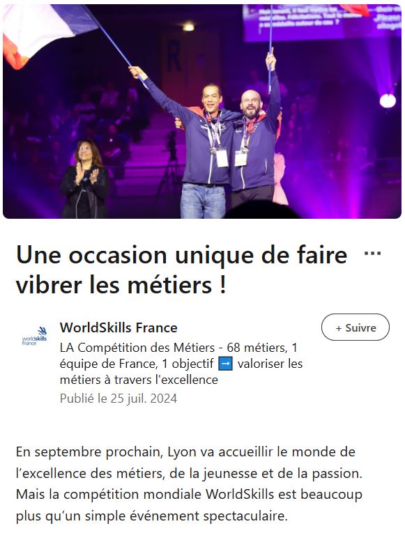 Worldskills France 2024 - Une occasion unique de faire vibrer les métiers !