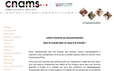 « Que le travail paie ! » : La CNAMS Île-de-France relaye l’appel solennel des artisans contre l’injustice et la fraude